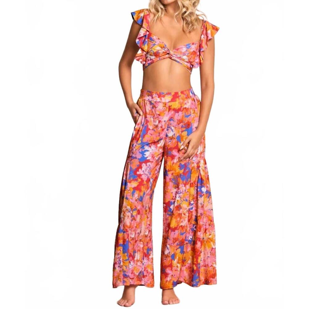 NEW MAAJI supernova peplum beachwear crop top in multicolor